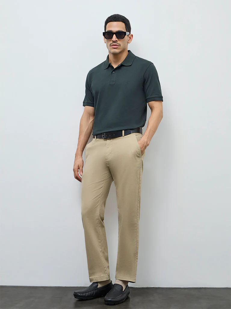 WES Casuals Green Relaxed-Fit Cotton-Blend Polo T-Shirt - Image 3