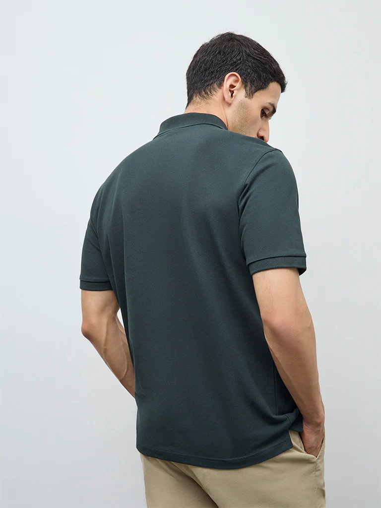 WES Casuals Green Relaxed-Fit Cotton-Blend Polo T-Shirt - Image 5