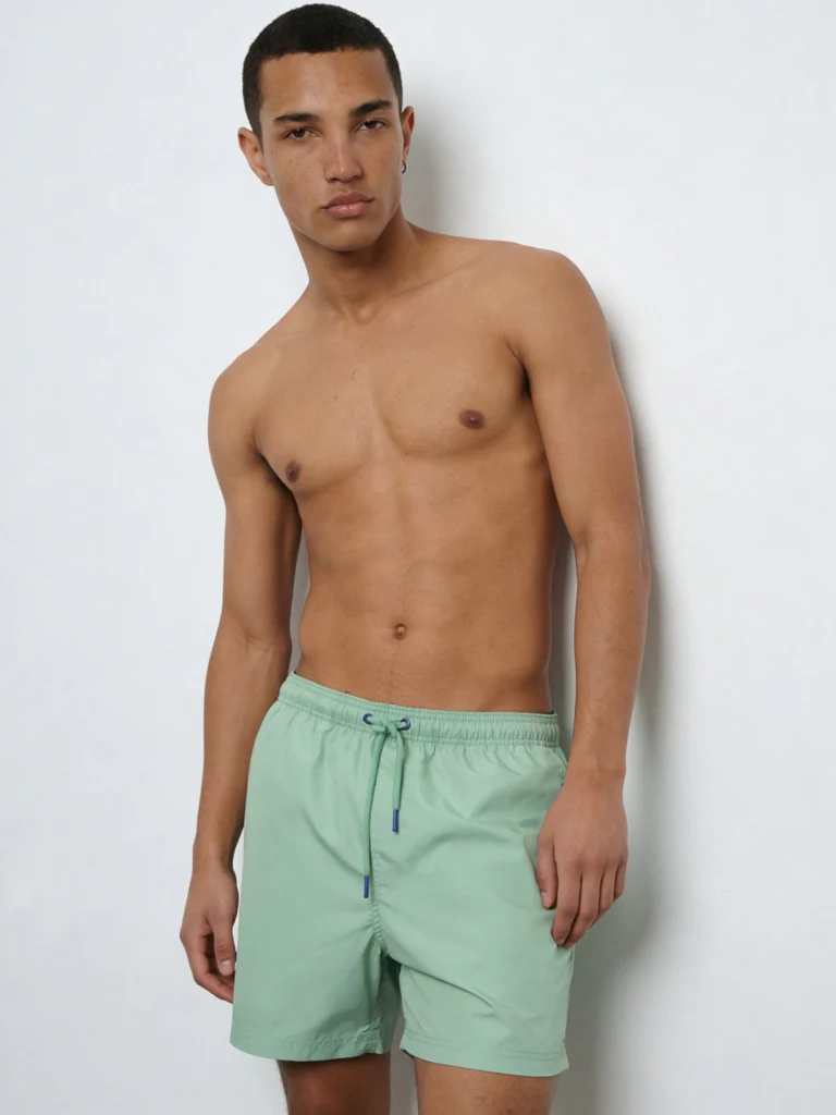 WES Casuals Green Relaxed-Fit Mid-Rise Swimwear Shorts - Image 3