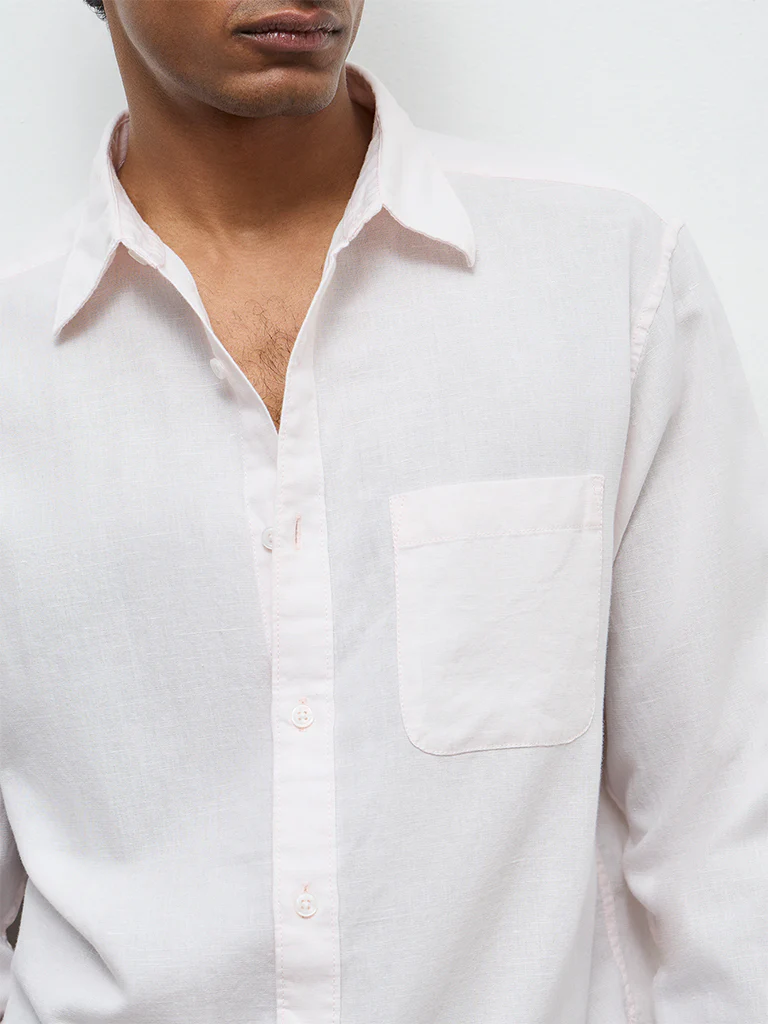 WES Casuals Light Pink Relaxed-Fit Cotton-Blend Shirt - Image 3