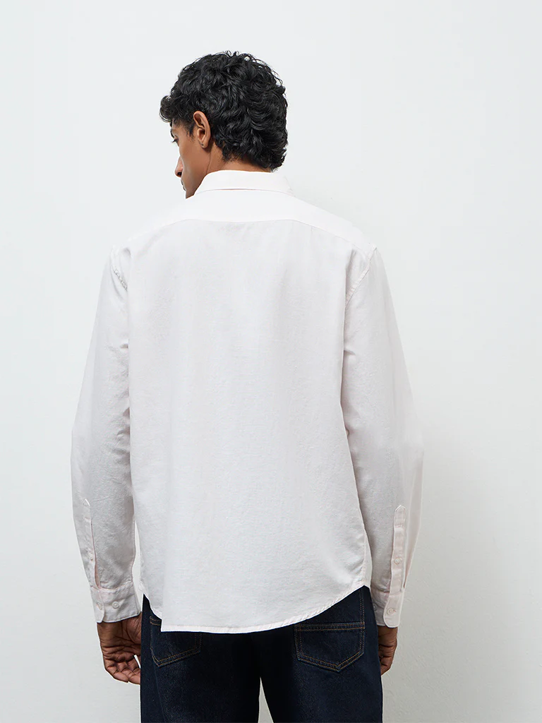 WES Casuals Light Pink Relaxed-Fit Cotton-Blend Shirt - Image 4