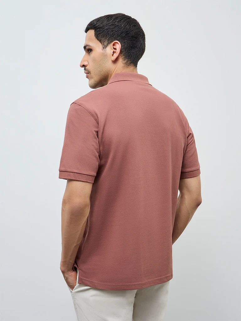 WES Casuals Light Rust Relaxed-Fit Cotton-Blend Polo T-Shirt - Image 5