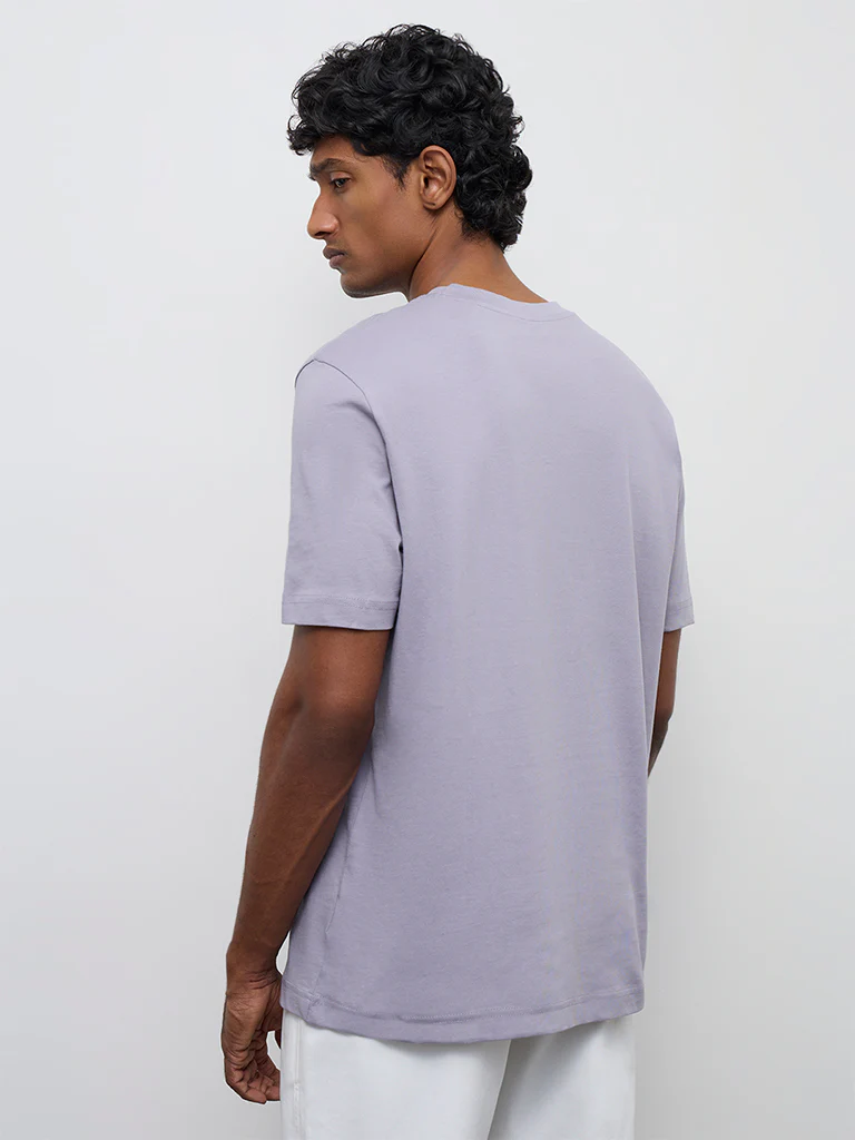 WES Casuals Lilac Slim-Fit Cotton T-Shirt - Image 5