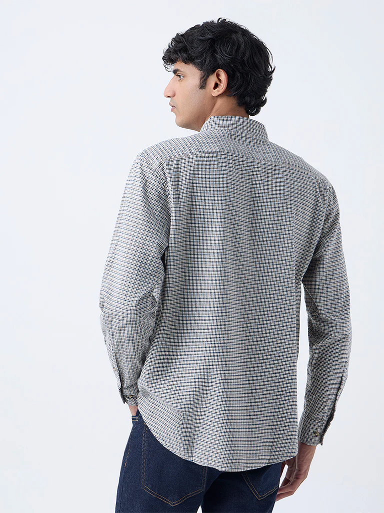 WES Casuals Multicolour Checks Relaxed-Fit Cotton Shirt - Image 4
