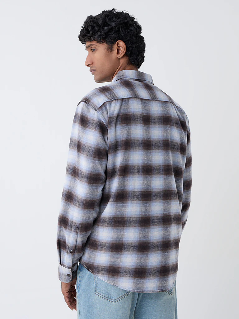 WES Casuals Multicolour Checks Relaxed-Fit Cotton Shirt - Image 4