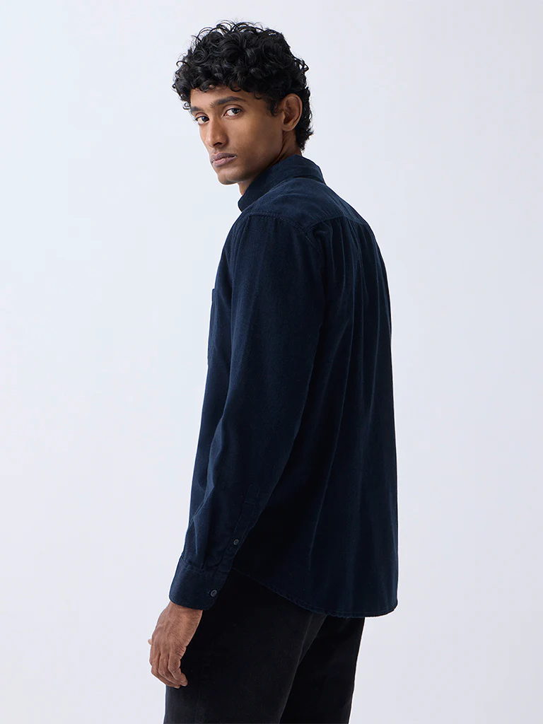 WES Casuals Navy Corduroy Relaxed-Fit Cotton Shirt - Image 5