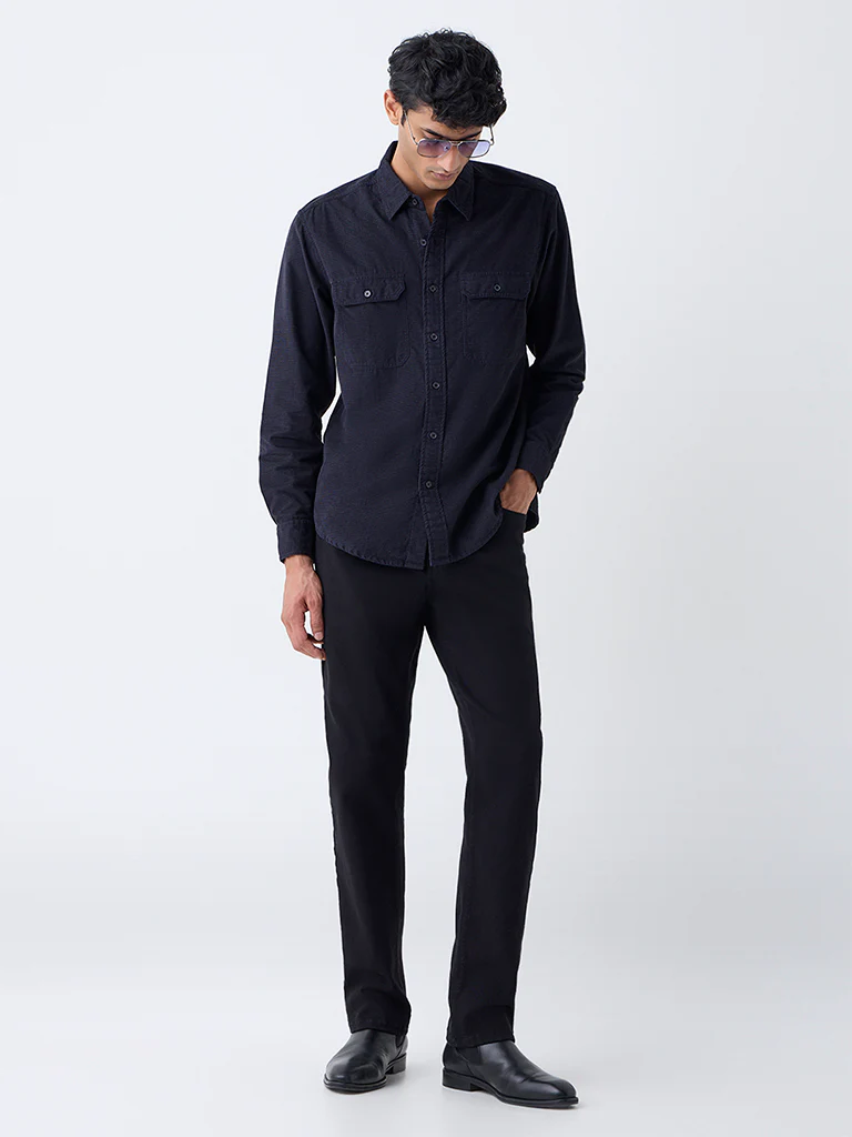 WES Casuals Navy Relaxed-Fit Corduroy Shirt - Image 2