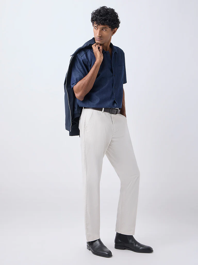 WES Casuals Navy Relaxed-Fit Denim Shirt - Image 3