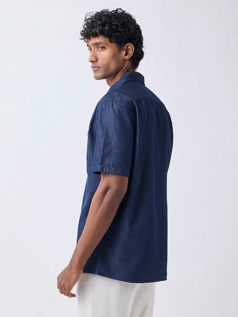 WES Casuals Navy Relaxed-Fit Denim Shirt - Image 5