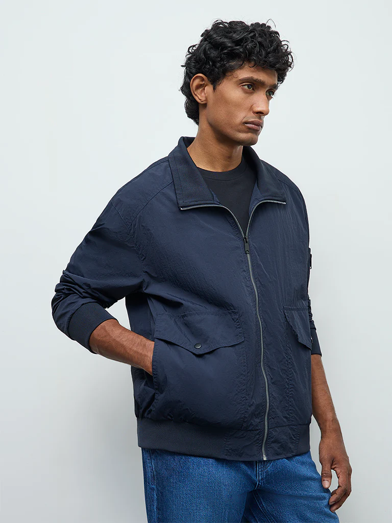 WES Casuals Navy Relaxed-Fit Jacket