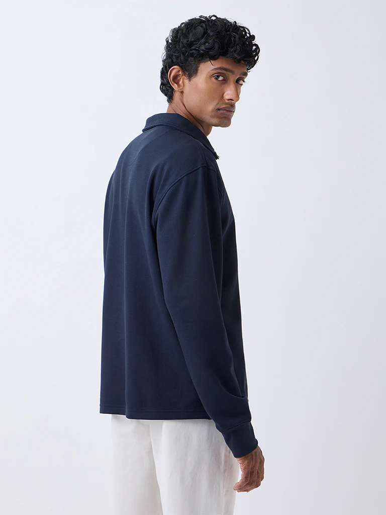 WES Casuals Navy Relaxed-Fit Quarter-Zip Sweatshirt - Image 5