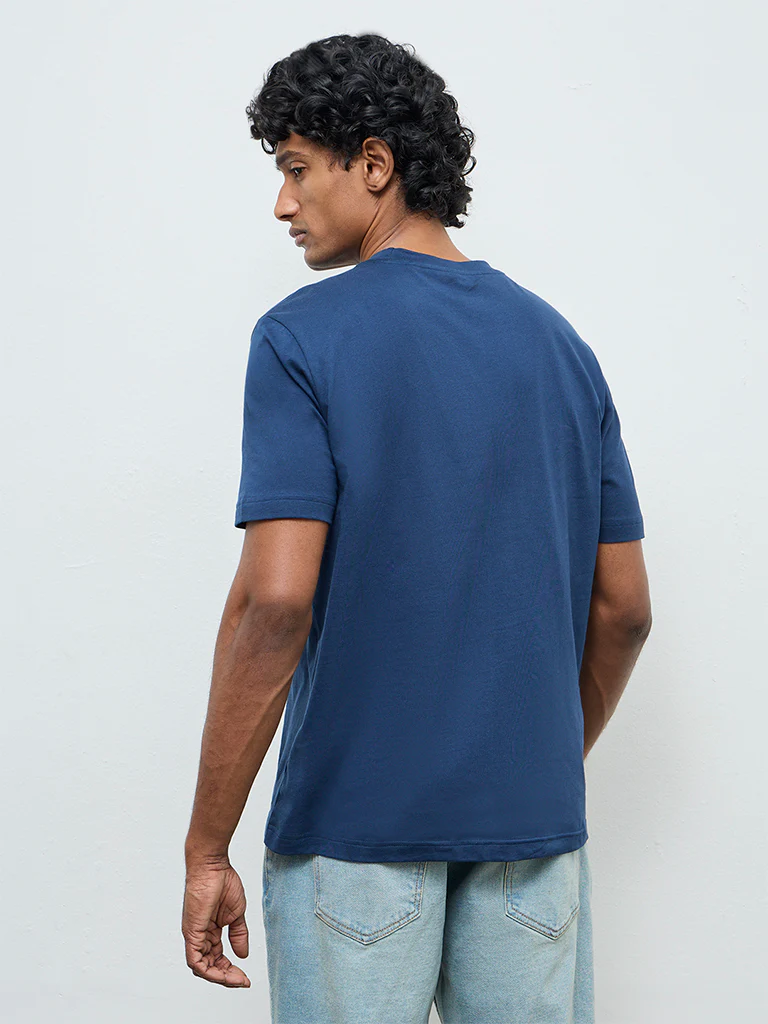 WES Casuals Navy Slim-Fit Cotton T-Shirt - Image 5
