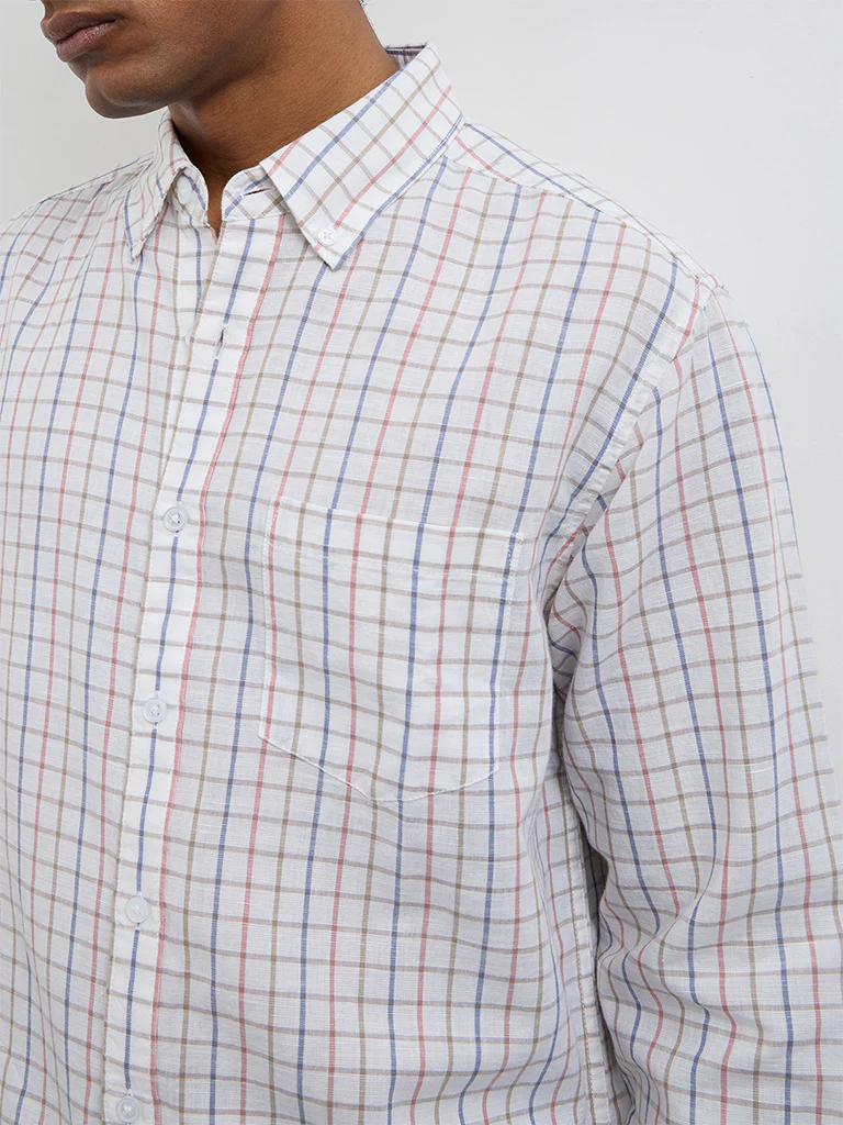 WES Casuals Off-White Relaxed-Fit Cotton-Blend Shirt - Image 3