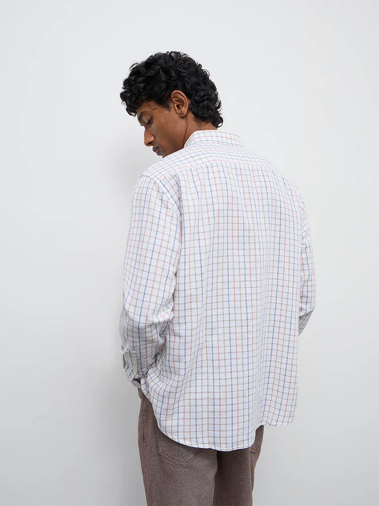 WES Casuals Off-White Relaxed-Fit Cotton-Blend Shirt - Image 4