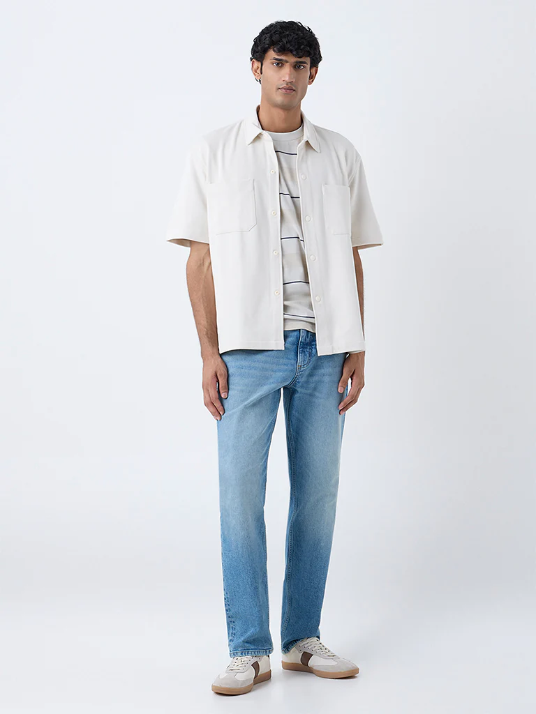 WES Casuals Off-White Relaxed-Fit Shirt - Image 3
