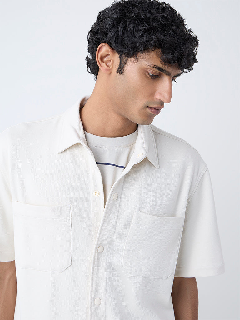 WES Casuals Off-White Relaxed-Fit Shirt - Image 4