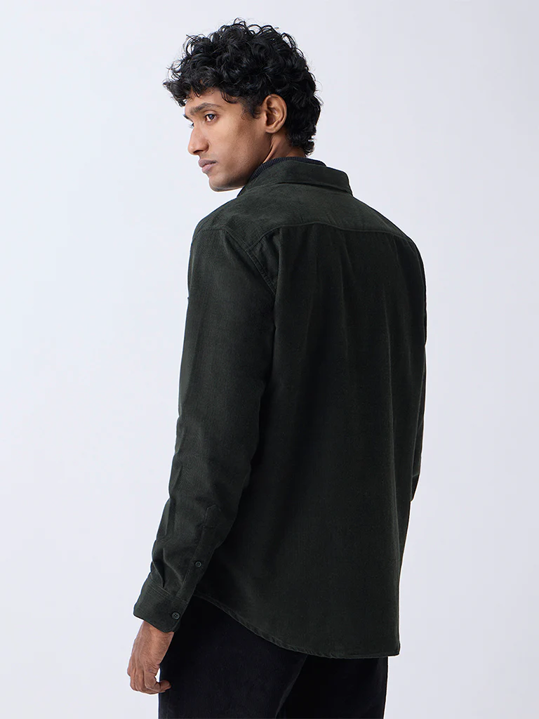 WES Casuals Olive Corduroy Relaxed-Fit Shirt - Image 5