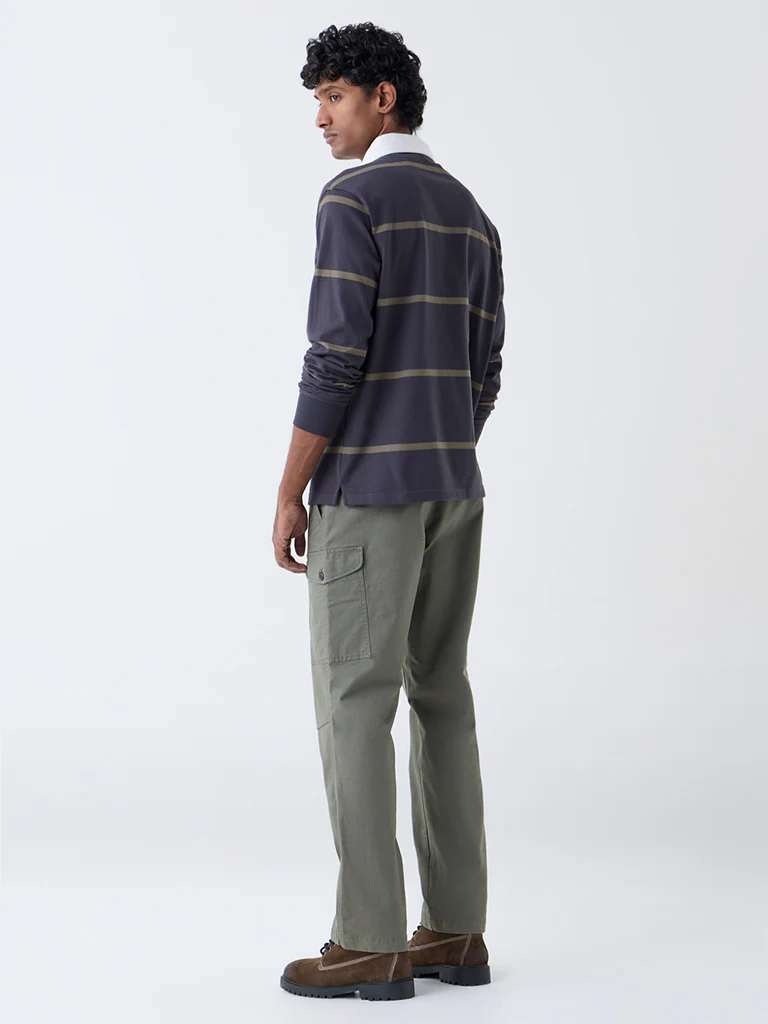 WES Casuals Olive Relaxed-Fit Cotton Trousers - Image 5