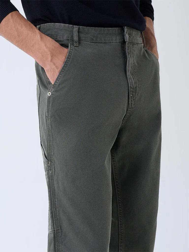 WES Casuals Olive Relaxed-Fit Mid-Rise Jeans - Image 4