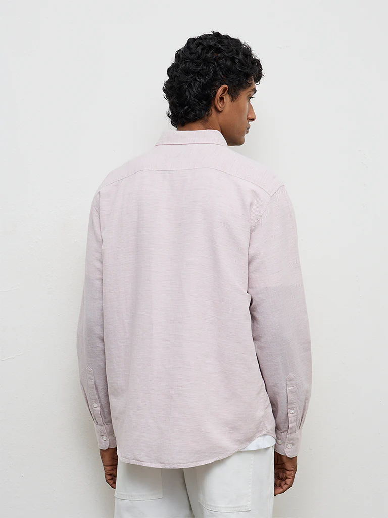 WES Casuals Peach Relaxed-Fit Cotton-Blend Shirt - Image 4