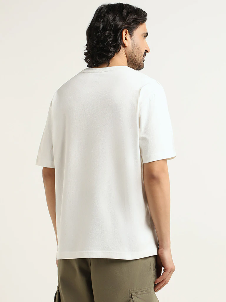 WES Casuals Plain White Cotton T-Shirt - Image 7