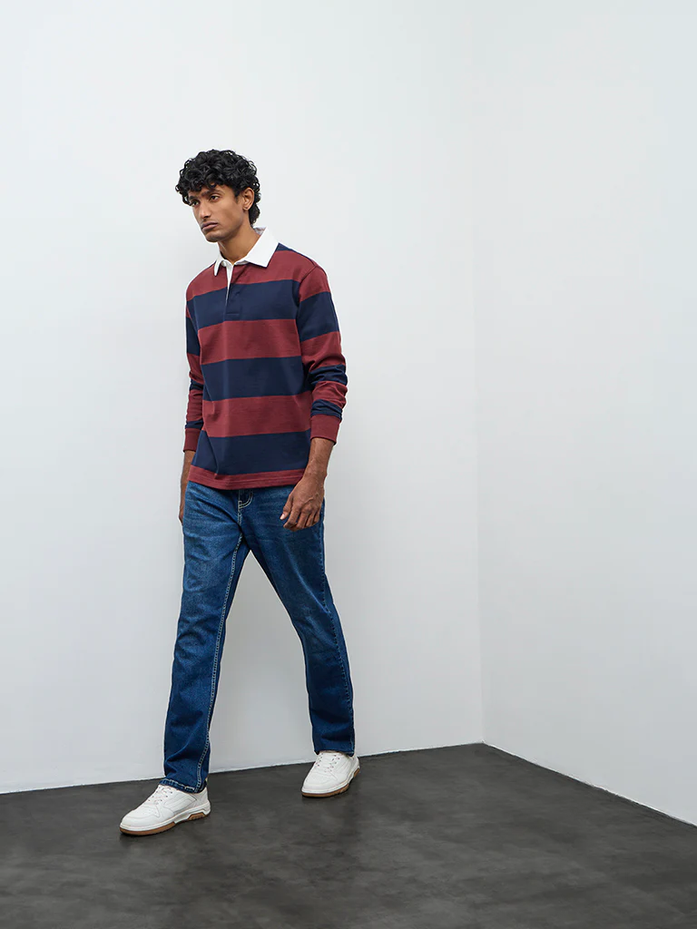 WES Casuals Rust Relaxed Fit Cotton-Blend Polo T-Shirt - Image 2