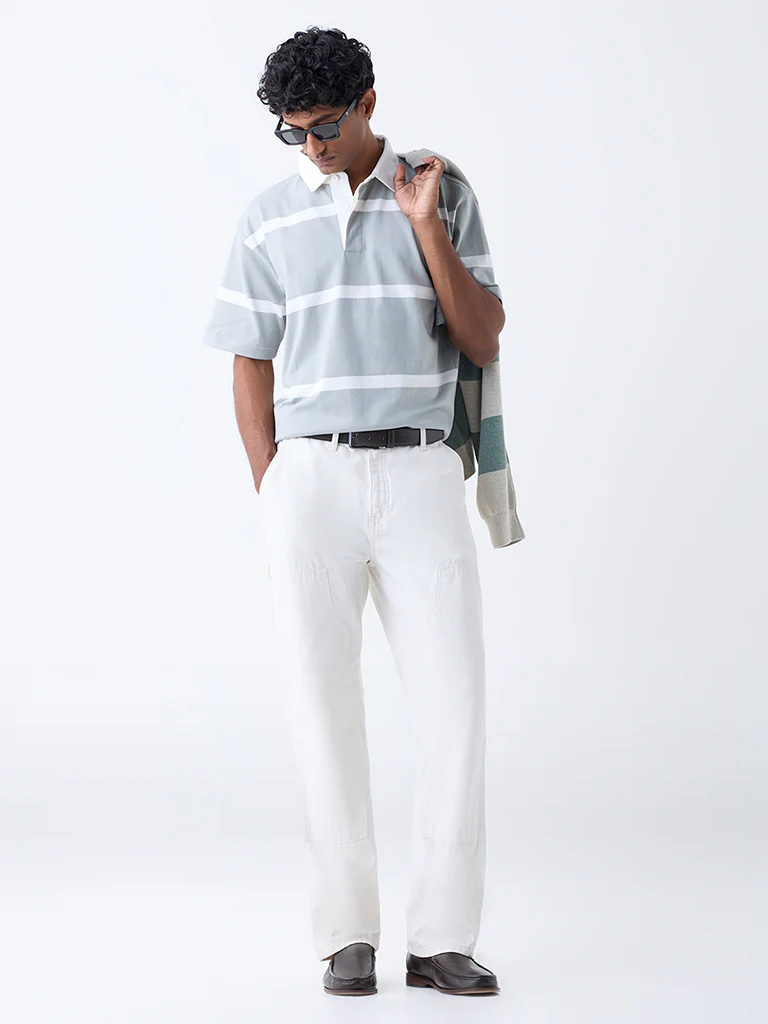 WES Casuals Sage Relaxed Fit Cotton-Blend Polo T-Shirt