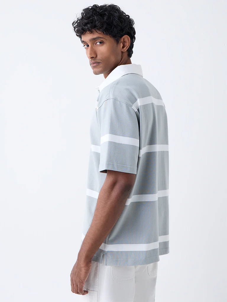 WES Casuals Sage Relaxed Fit Cotton-Blend Polo T-Shirt - Image 4