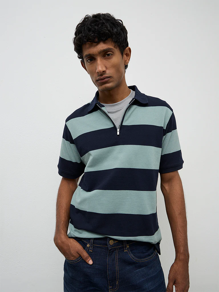 WES Casuals Sage Relaxed-Fit Quarter-Zip Polo T-Shirt - Image 2