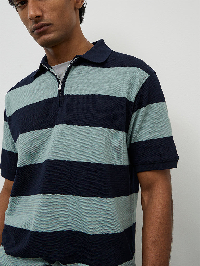 WES Casuals Sage Relaxed-Fit Quarter-Zip Polo T-Shirt - Image 3