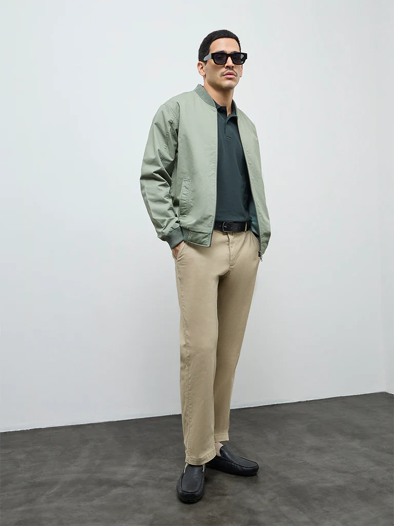WES Casuals Sage Solid Relaxed-Fit Cotton Jacket - Image 3