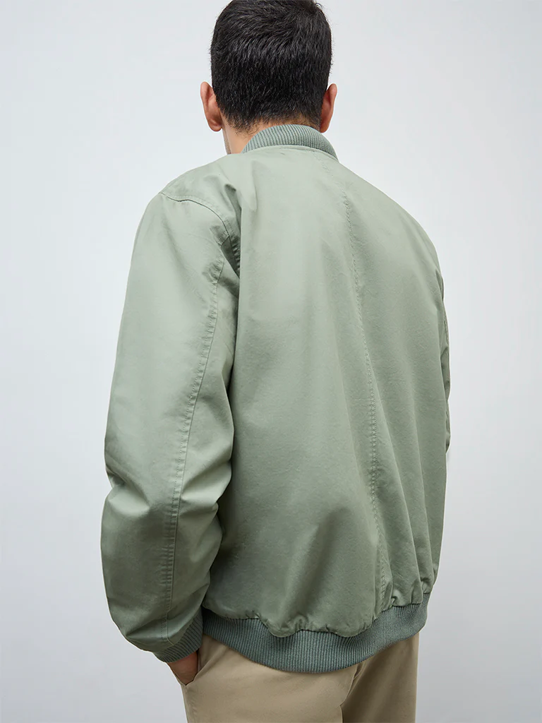 WES Casuals Sage Solid Relaxed-Fit Cotton Jacket - Image 5