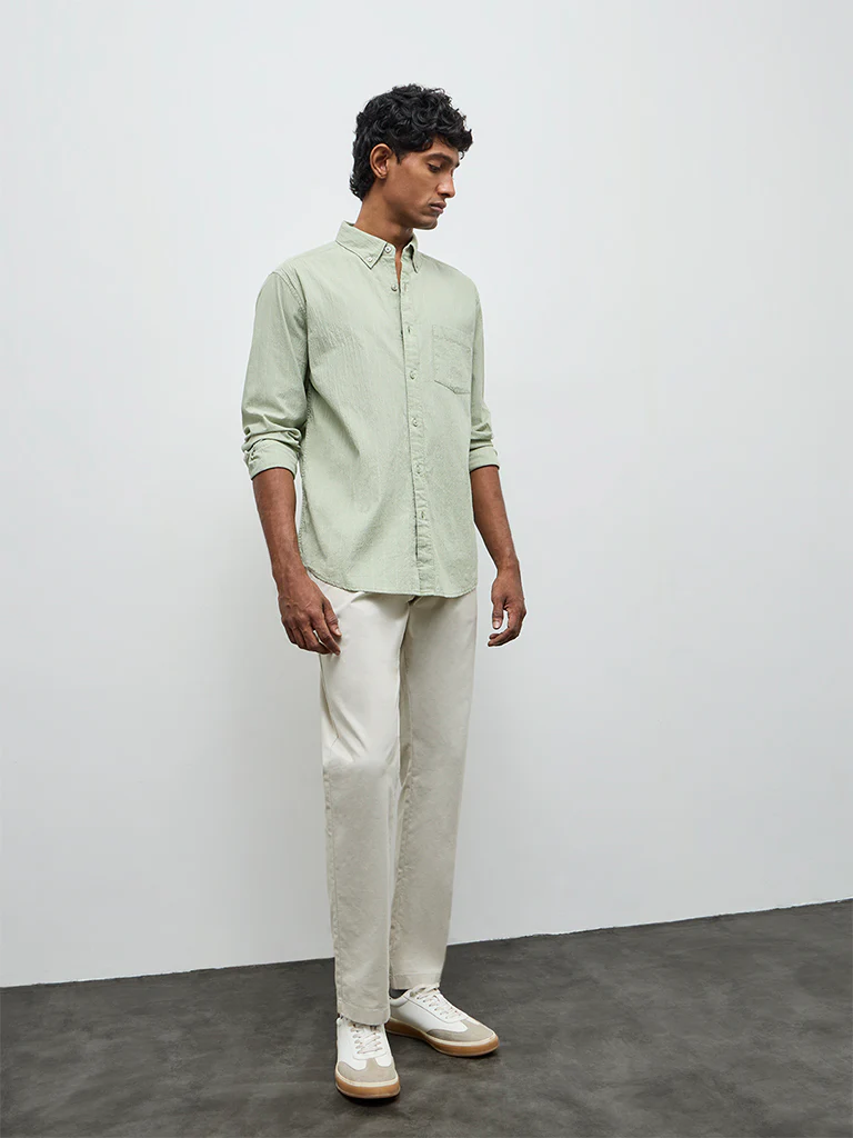 WES Casuals Sage Striped Relaxed-Fit Cotton-Blend Shirt - Image 2