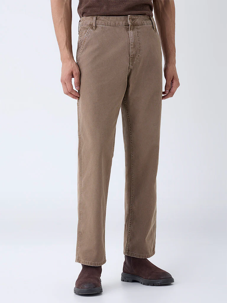 WES Casuals Tan Relaxed-Fit Mid-Rise Jeans - Image 3