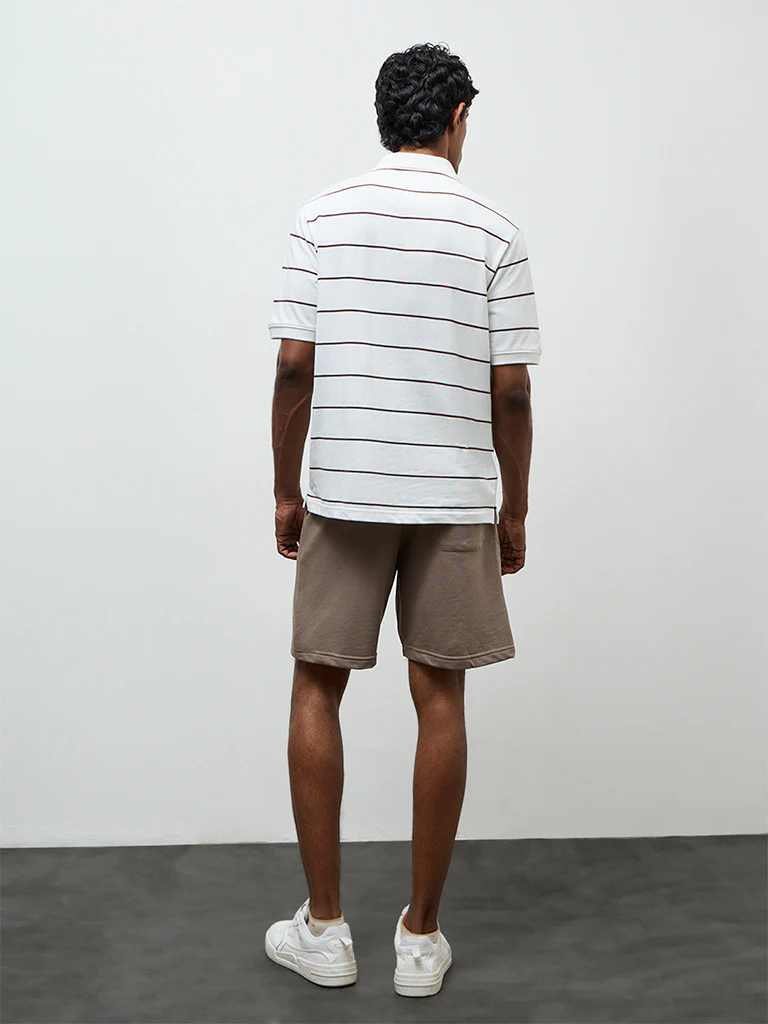 WES Casuals Taupe Relaxed-Fit Shorts - Image 5