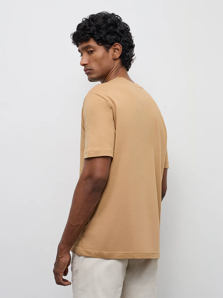 WES Casuals Taupe Slim-Fit Cotton T-Shirt - Image 5