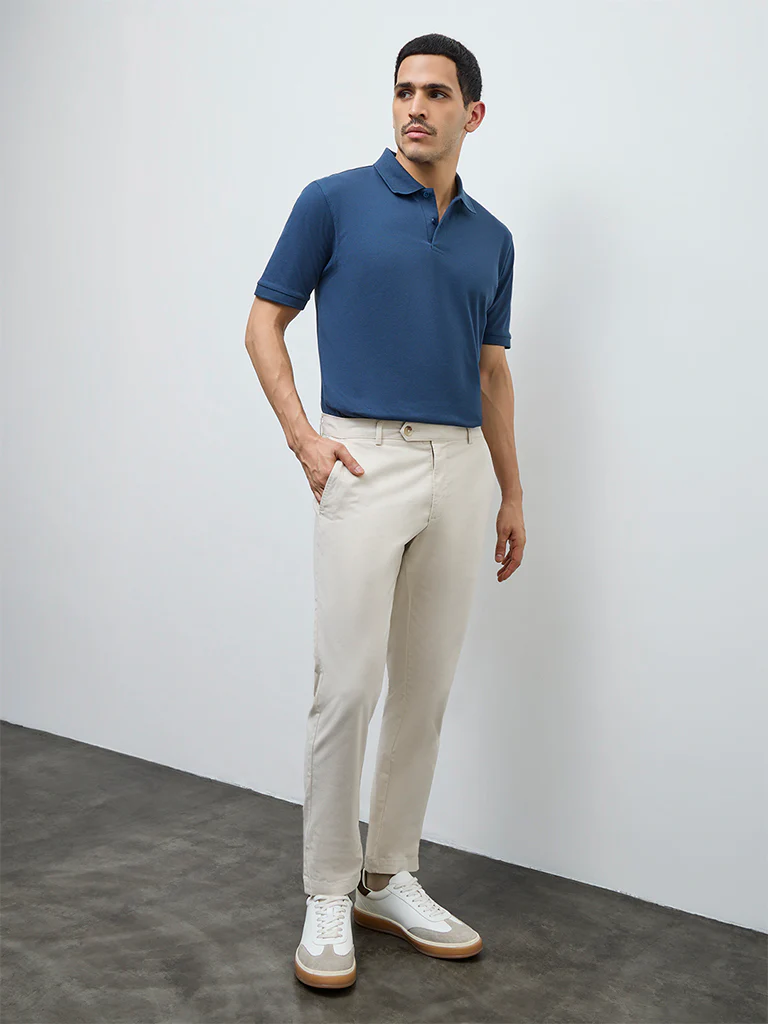 WES Casuals Teal Relaxed-Fit Cotton-Blend Polo T-Shirt - Image 3