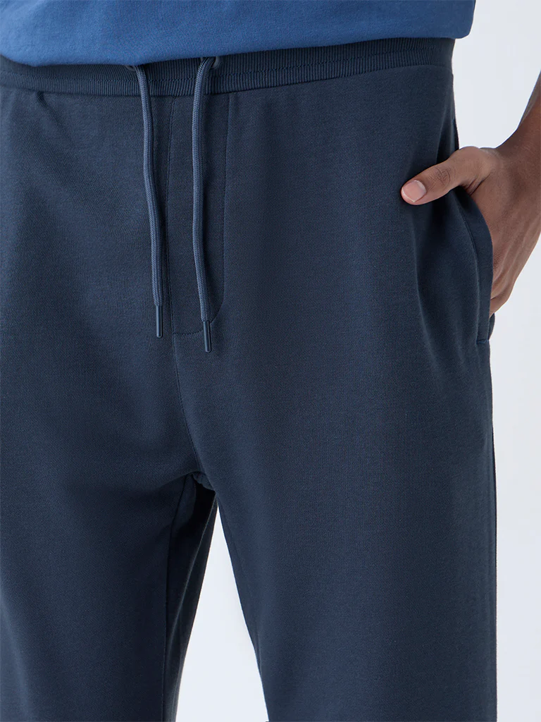 WES Casuals Teal Relaxed-Fit Cotton-Blend Track Pants - Image 3