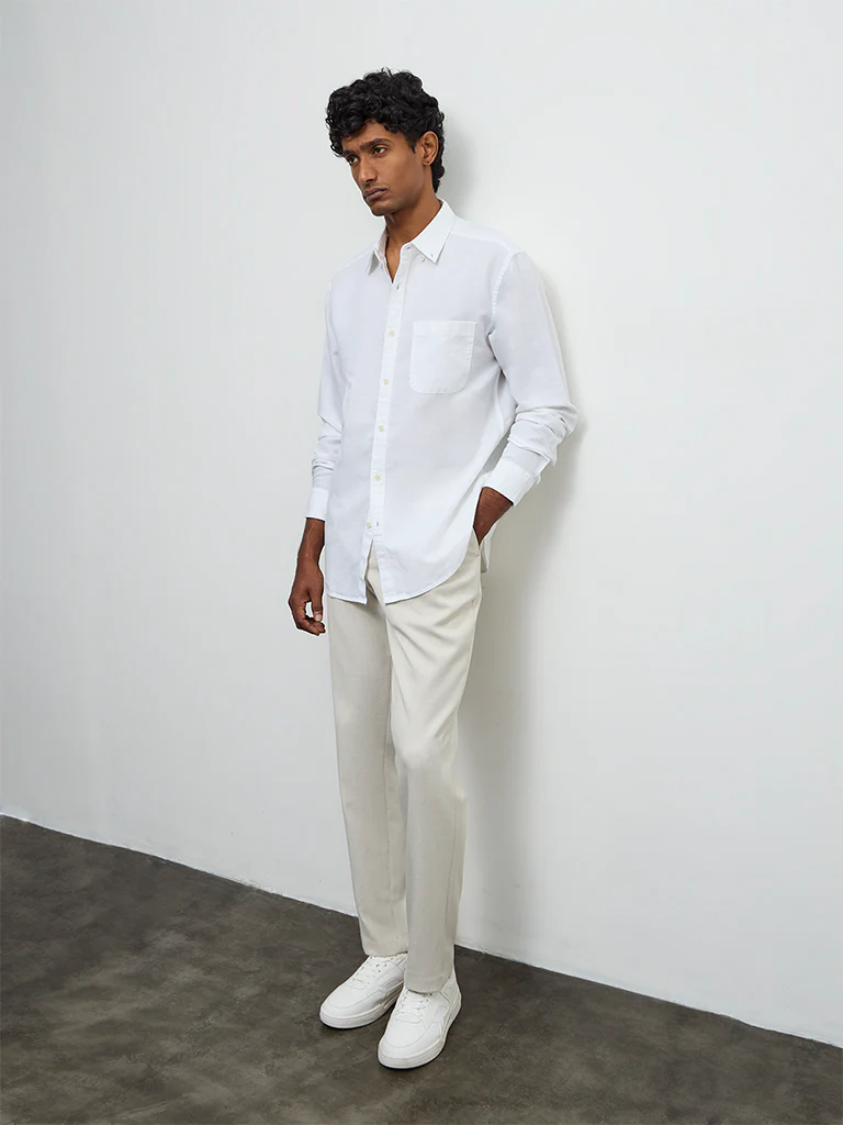WES Casuals White Relaxed-Fit Cotton-Blend Shirt - Image 2