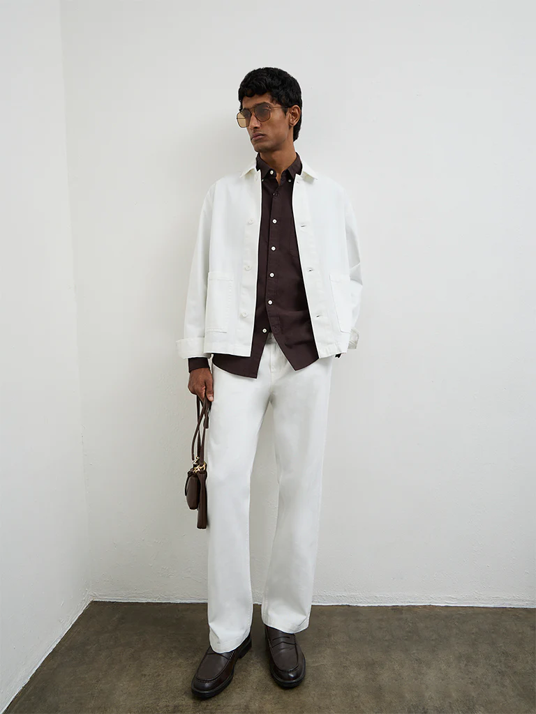 WES Casuals White Relaxed-Fit Cotton Jacket - Image 2