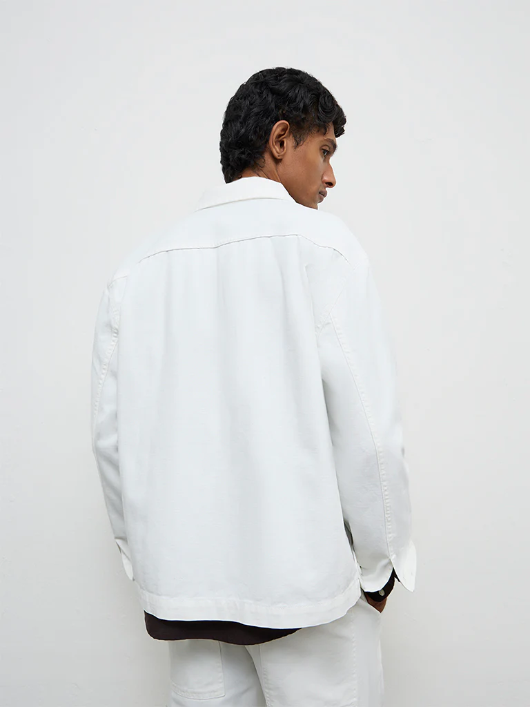 WES Casuals White Relaxed-Fit Cotton Jacket - Image 4