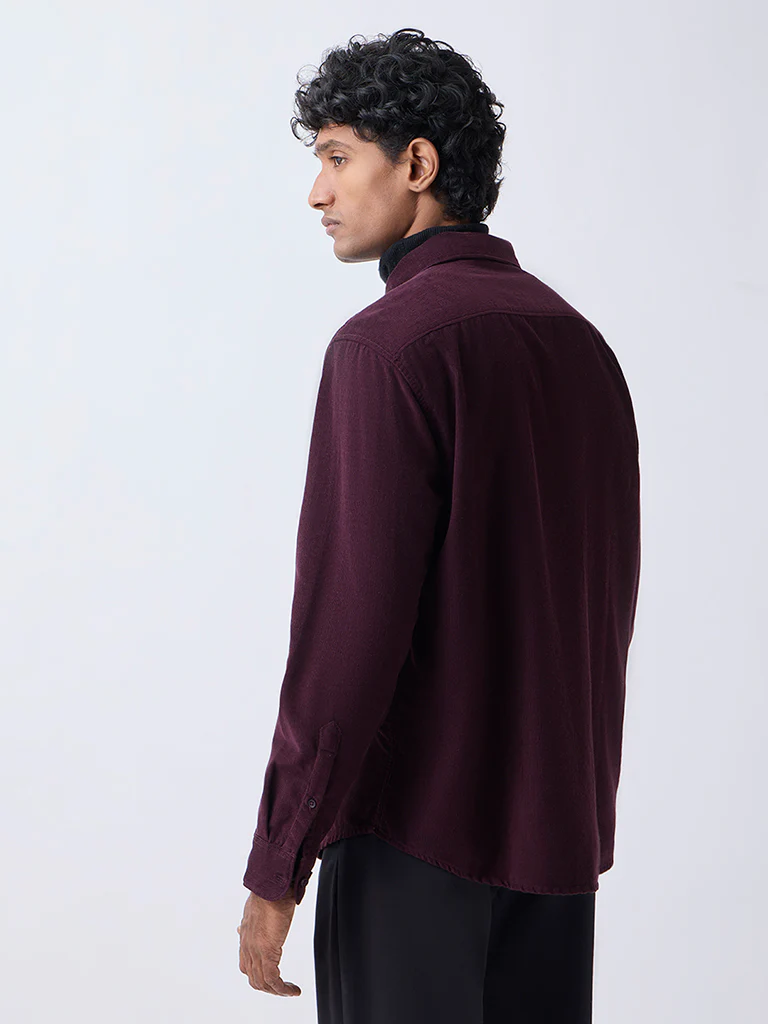 WES Casuals Wine Relaxed-Fit Corduroy Shirt - Image 5