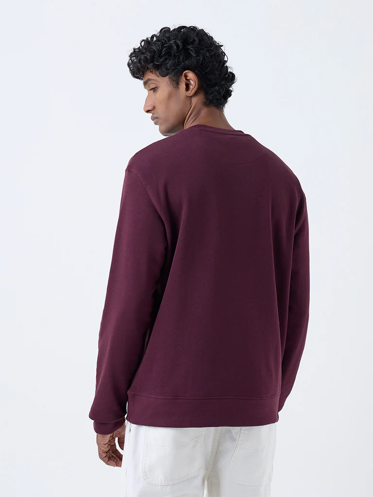 WES Casuals Wine Relaxed-Fit Cotton-Blend Sweatshirt - Image 5