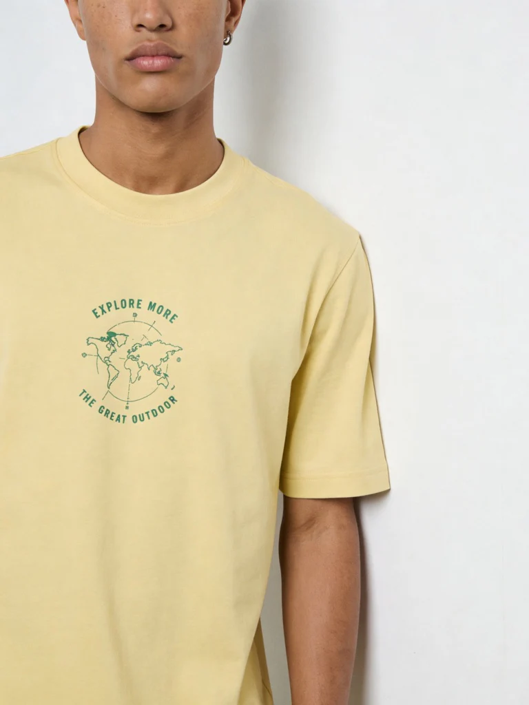 WES Casuals Yellow Printed Relaxed-Fit Swimwear T-Shirt - Image 2