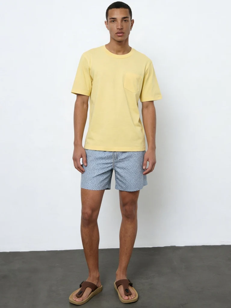 WES Casuals Yellow Relaxed-Fit Cotton Swimwear T-Shirt