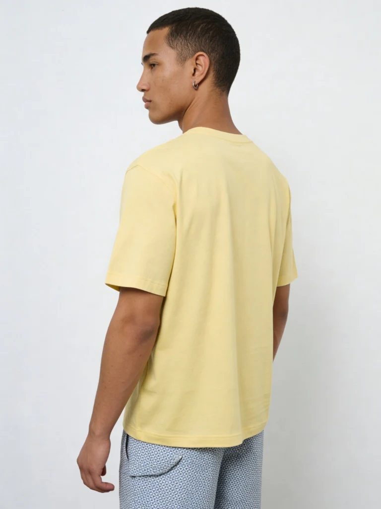 WES Casuals Yellow Relaxed-Fit Cotton Swimwear T-Shirt - Image 4