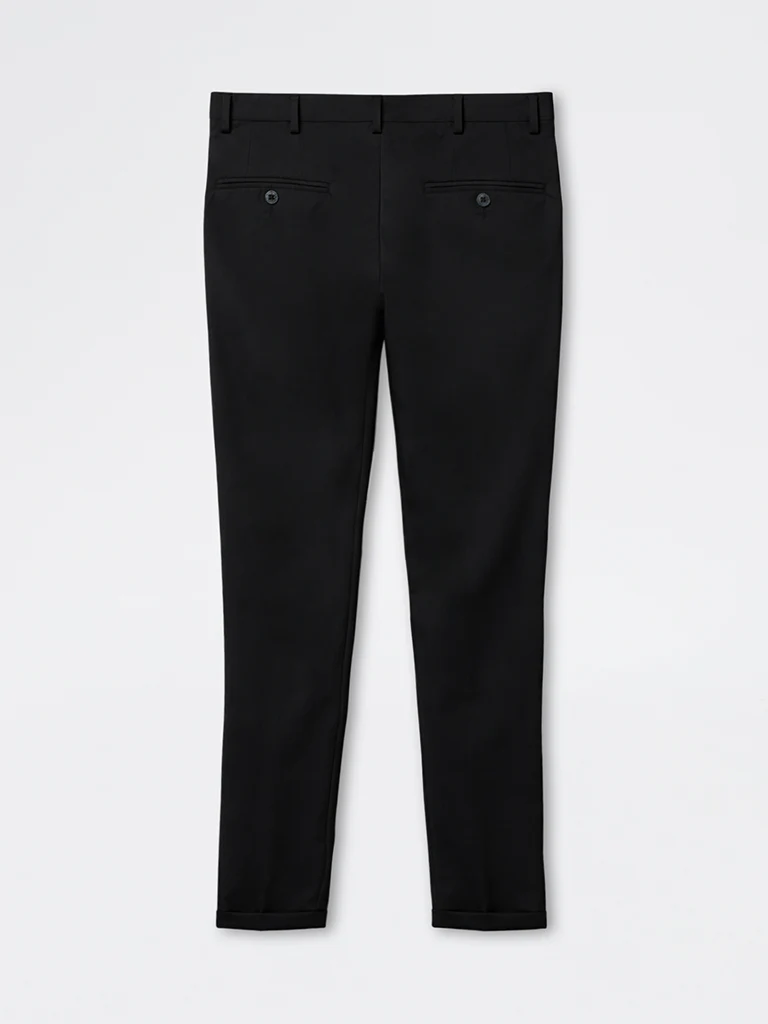WES Formals Black Slim-Fit Mid-Rise Trousers - Image 3