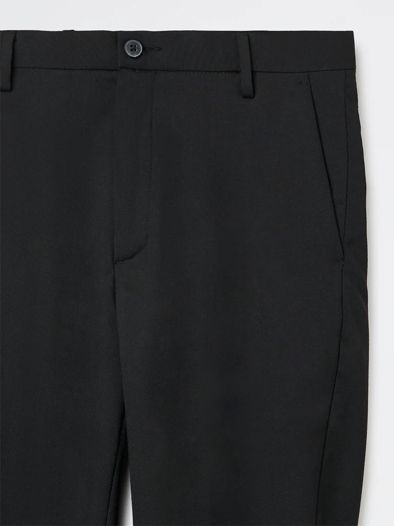 WES Formals Black Slim-Fit Mid-Rise Trousers - Image 4