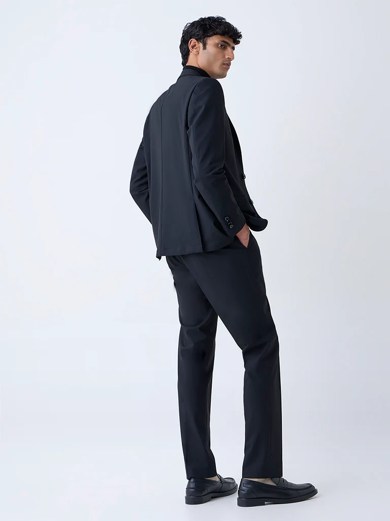 WES Formals Black Slim-Fit Mid-Rise Trousers - Image 4