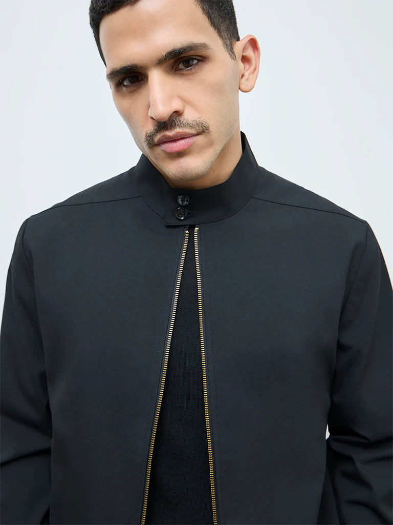 WES Formals Black Solid Slim-Fit Jacket - Image 4